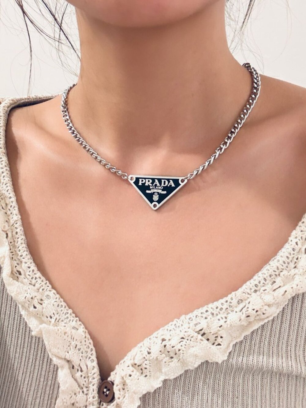 ✨ Vintage PRADA tag Black Upcycled Necklace: BOGO Sale! ✨